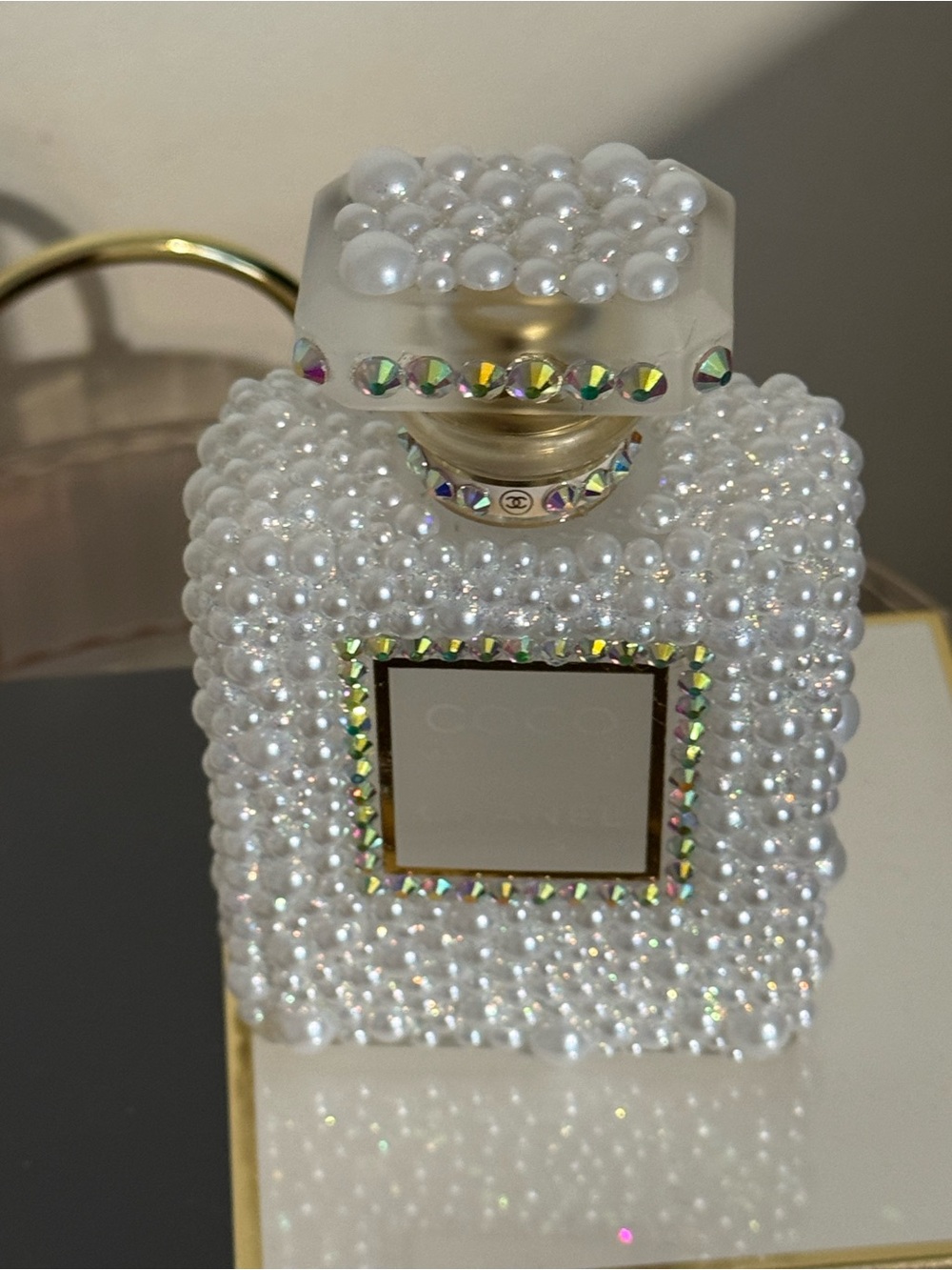 Coco CHANEL Pearl & Crystal Embellished Decorative Piece in White and Gold-empty - Picture 11 of 14